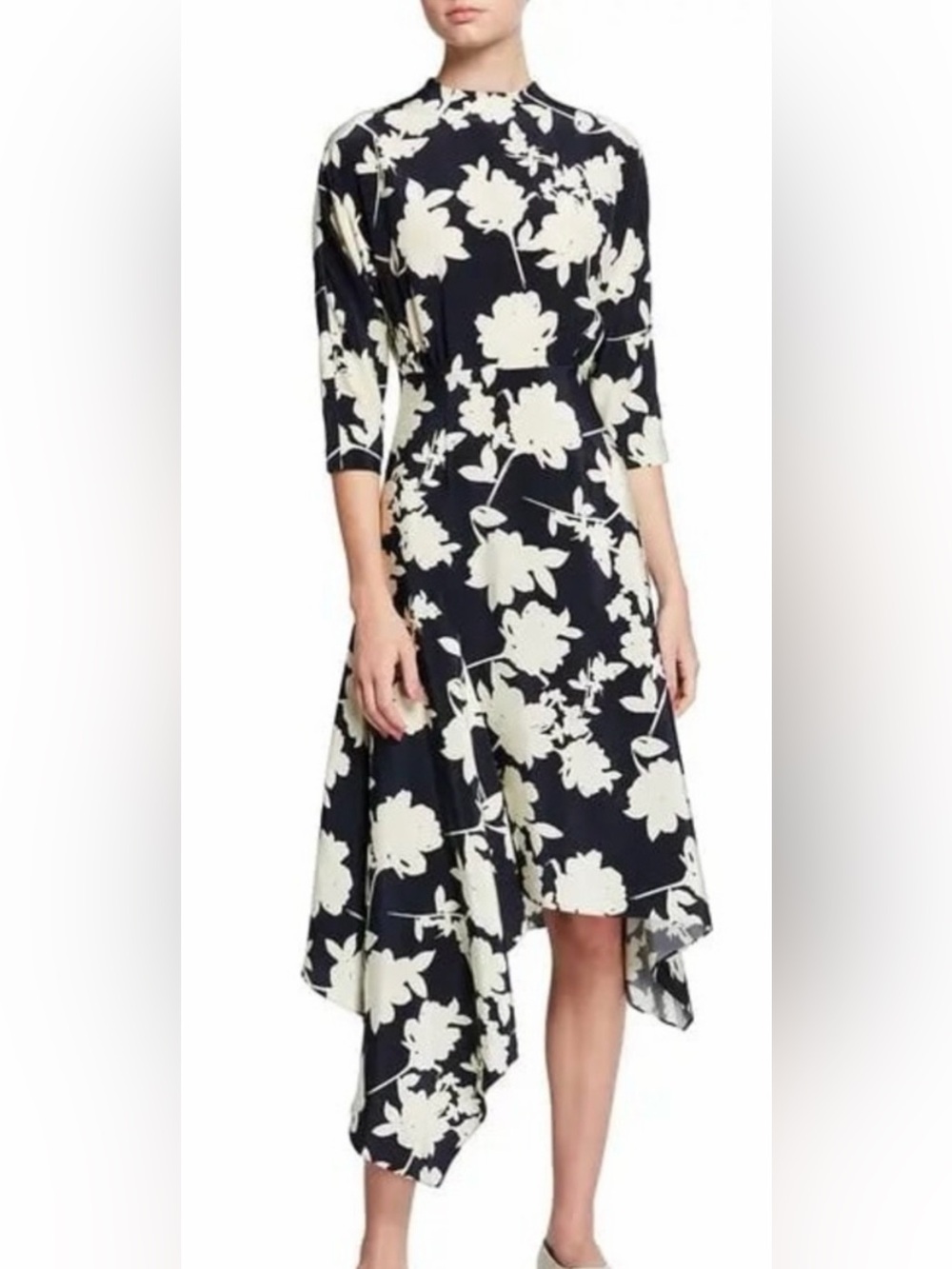 St. John Floral Print Floral High-Low Midi Dress size 4